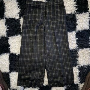 Ann Taylor Dark Plaid Wide Leg Dress Pants